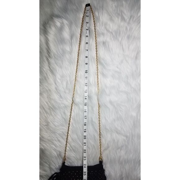 EUC|Boho Black Suede Leather Gold Studded Fringe Bag - Picture 6 of 6